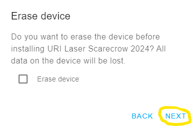 screen capture showing device erase option